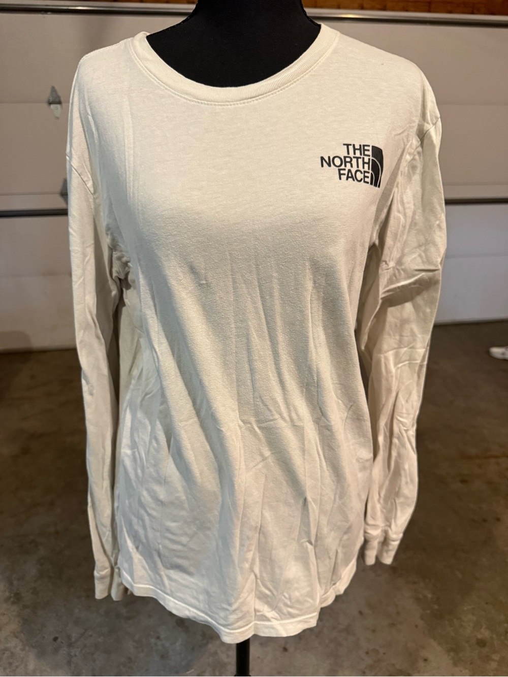The North Face Women's Long Sleeve Crew Tee - Cream with Black Logo